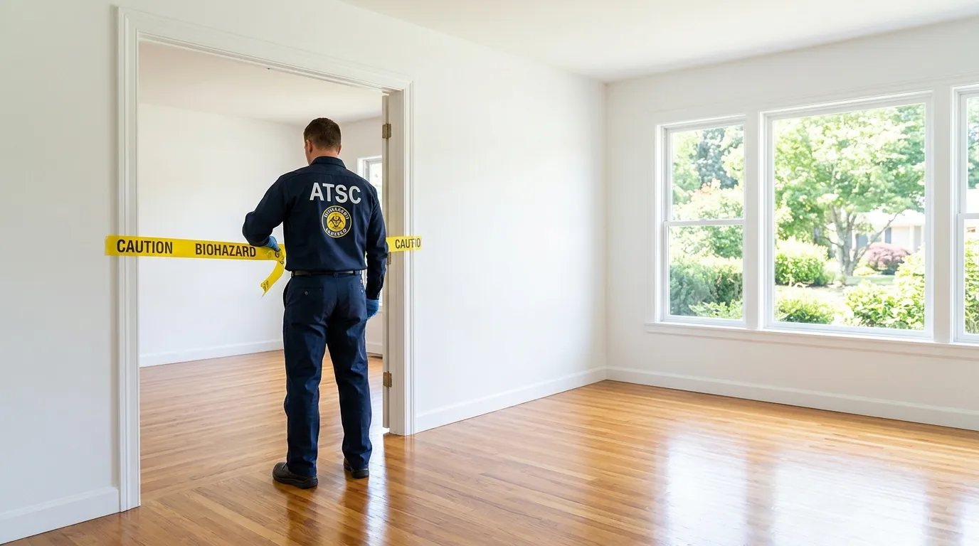 Certified biohazard cleanup crew performing Trauma Scene Cleanup in Bradley Gardens